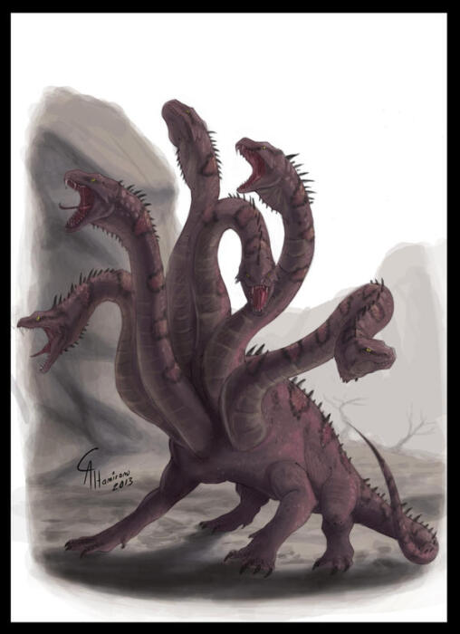An illustration of a whimsical monster with numerous arms, each reaching out in different directions.